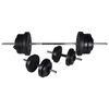 vidaXL Workout Bench with Weight Rack, Barbell and Dumbbell Set 133.4 lb (90366+90375)