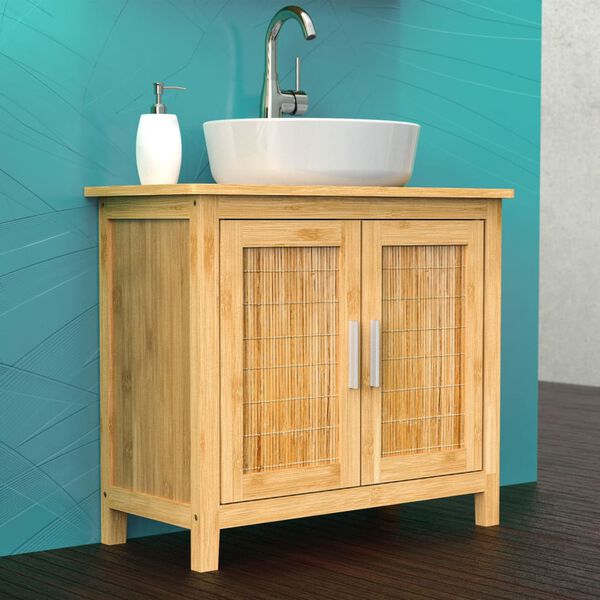 EISL Sink Cabinet Natural Bamboo Bamboo Medium Bathroom Cabinet