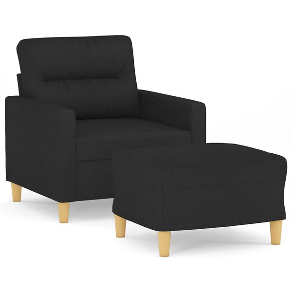 vidaXL Sofa Chair With Footstool Black Polyester, Metal, Plywood, Foam