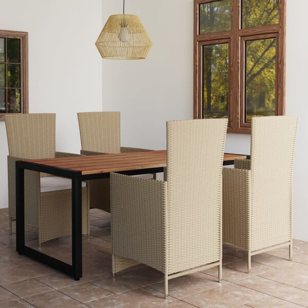 vidaXL 5 Piece Patio Dining Set Beige