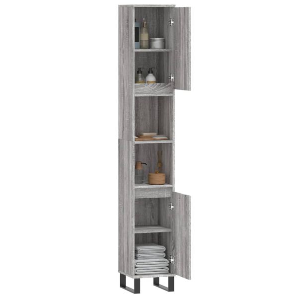 vidaXL Bathroom Cabinet Grey Sonoma 11.8x11.8x74.8" Engineered Wood