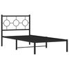 vidaXL Bed Frame Black Powder-Coated Steel Single Bed Frame