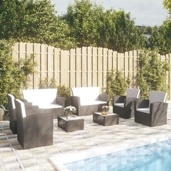 vidaXL Garden Lounge Set Black, Cream White