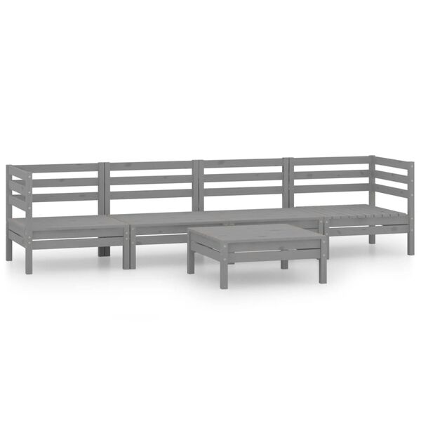 vidaXL Garden Lounge Set Grey Solid pinewood 5 Piece Set Modular