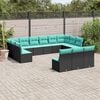 vidaXL Garden Sofa Set Black, Blue