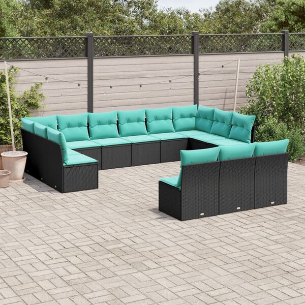 vidaXL Garden Sofa Set Black, Blue