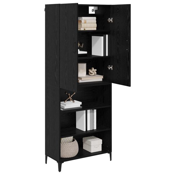 vidaXL Highboard Black Oak 27.36 x 13.39 x 70.87 in Engineered Wood