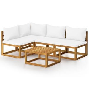 vidaXL Garden Lounge Set Cream, Natural Wood