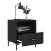 vidaXL Bedside Cabinet Set of 2 Black Engineered wood, Iron Medium
