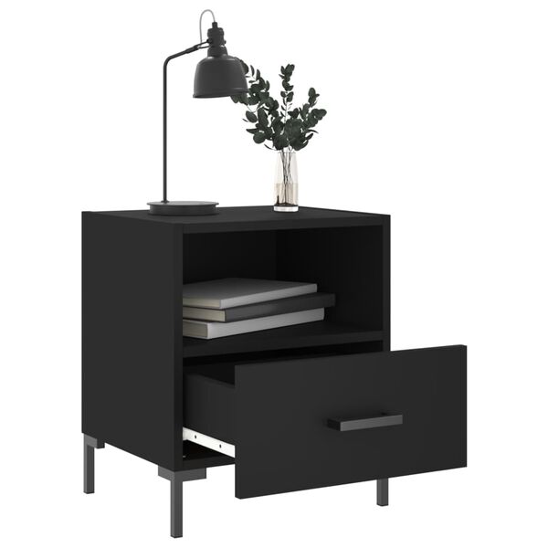vidaXL Bedside Cabinet Set of 2 Black Engineered wood, Iron Medium