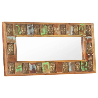 vidaXL Mirror with Buddha Cladding 43.3"x19.7" Solid Reclaimed Wood