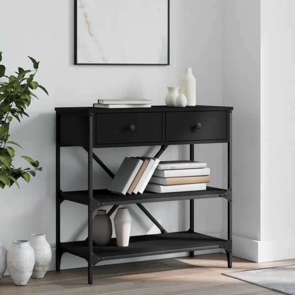 vidaXL Console Table Black Engineered wood, metal Medium Console Table