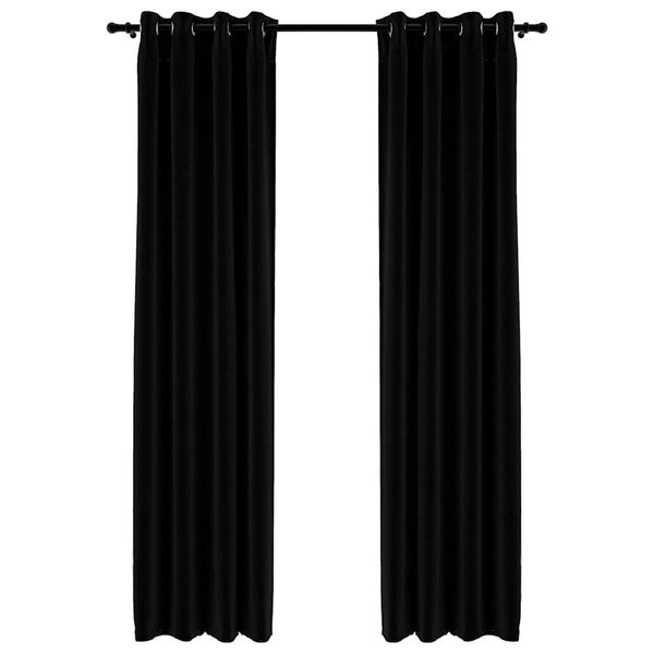 vidaXL Linen-Look Blackout Curtains with Grommets 2pcs Black 140x88.6 "