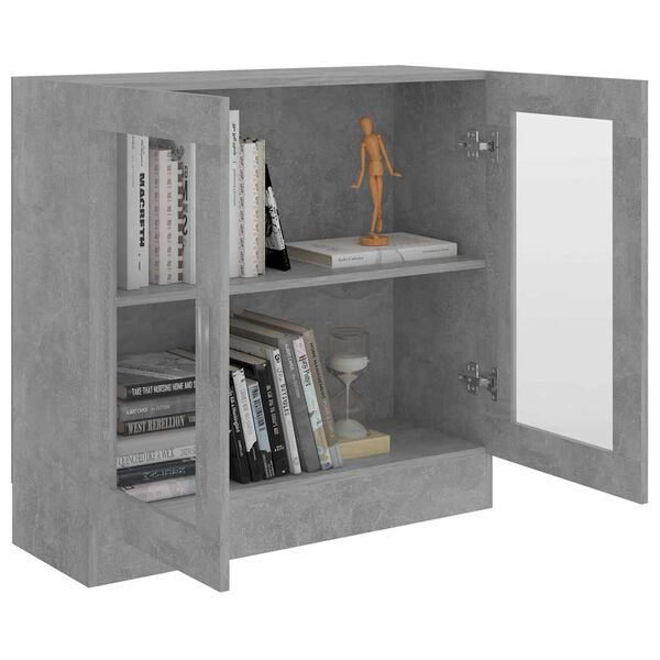 vidaXL Vitrine Cabinet Concrete Grey 32.5x12.0x31.5" Engineered Wood
