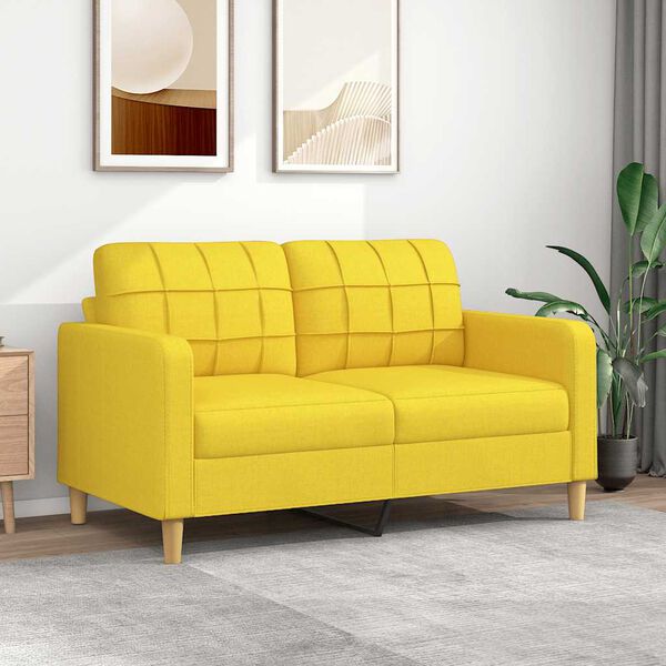vidaXL 2-seater Sofa Light Yellow Fabric (100% polyester), metal, textilene