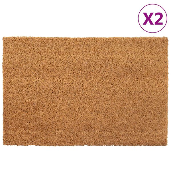 vidaXL Door Mat Set of 2 Natural Coir, PVC 15.7 x 23.6 in Durable