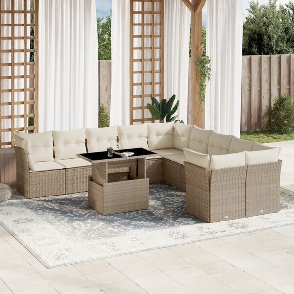 vidaXL Garden Sofa Set Beige, Cream White