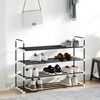 vidaXL Shoe Rack Black Metal and Plastic Medium Shoe Rack Rectangular