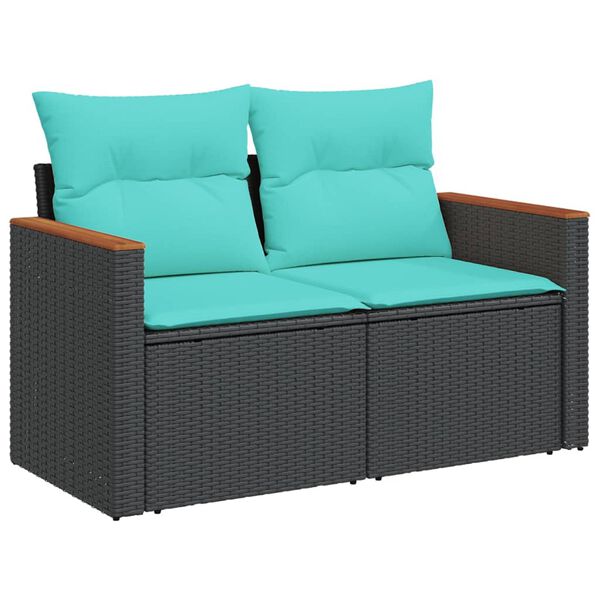 vidaXL Patio Sofa Set Black PE rattan Medium Modular Patio Sofa Set