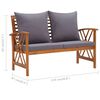 vidaXL Garden Bench Acacia wood finish and dark grey cushions