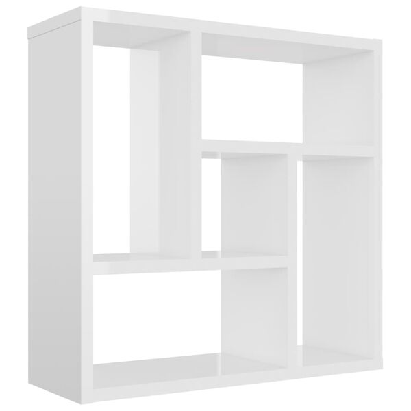 vidaXL Wall Shelf High gloss white Engineered wood 17.7 x 6.3 x 17.7 in