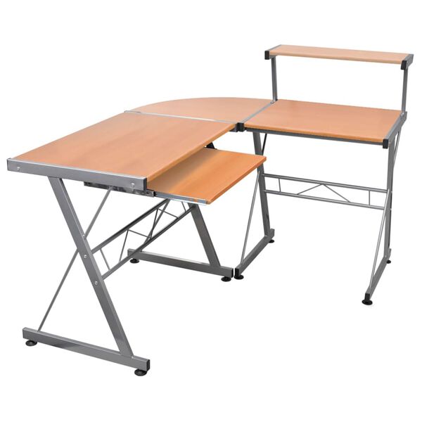 vidaXL Computer Desk Brown Engineered wood, Powder-coated steel Medium