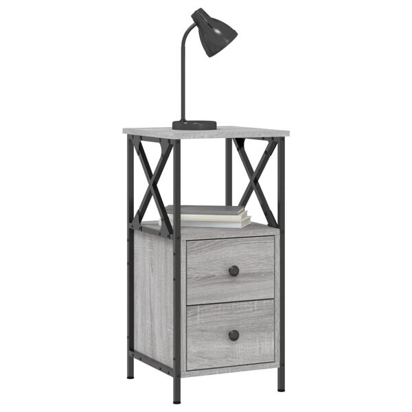 vidaXL Bedside Cabinet Grey sonoma Engineered wood Medium