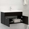 vidaXL Sink Cabinet With Basin Black Engineered wood, Ceramic Medium