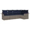 vidaXL Garden Sofa Set with Cushion 5 pcs Grey Poly Rattan