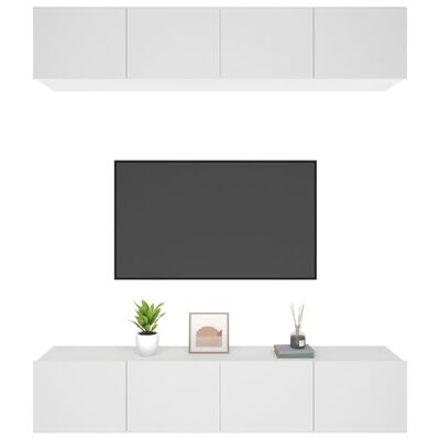 vidaXL TV Stands 4 Pcs White 31.5"x11.8"x11.8" Engineered Wood