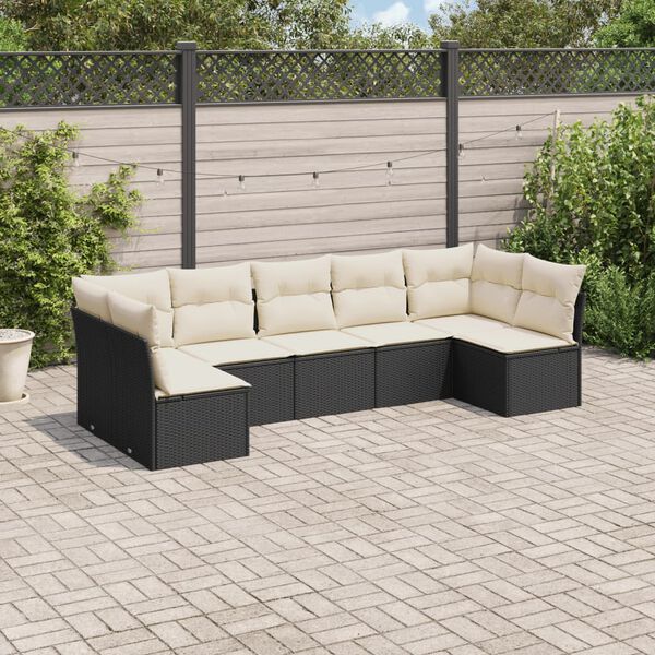 vidaXL Garden Sofa Set Black PE Rattan Large Removable Covers