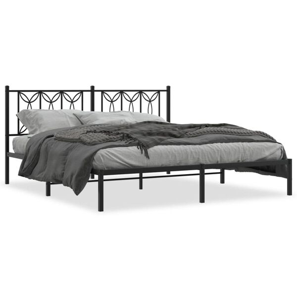 vidaXL Bed Frame Black Steel 71 x 79 in Super King Extra Long