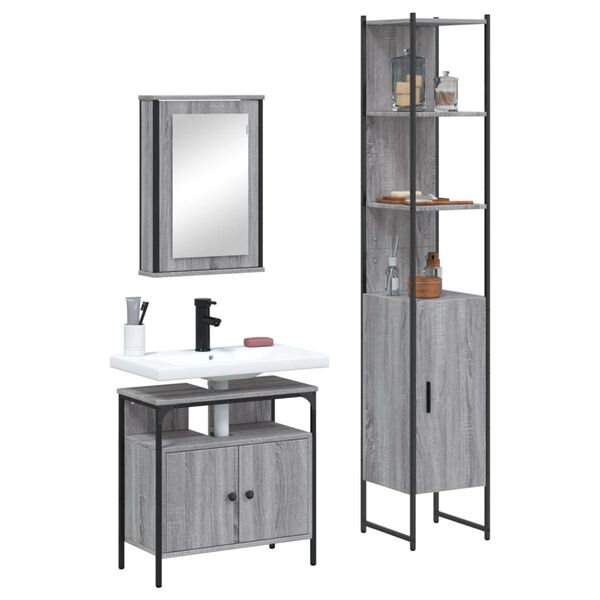 vidaXL Bathroom Furniture Set Grey Sonoma