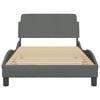 vidaXL Bed Frame Dark Grey Polyester, Metal, Plywood, Engineered wood Twin