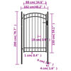 vidaXL Fence Gate with Arched Top Steel 39.4x59.1" Black