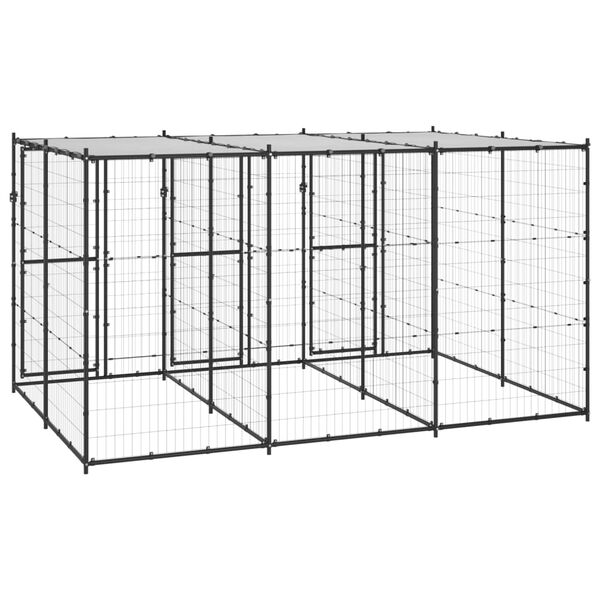 vidaXL Dog Kennel Black and silver Powder-coated steel 78.2 sq ft