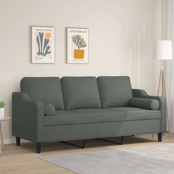 vidaXL 3-seater Sofa Dark Grey Fabric (100% polyester), Metal, Textilene