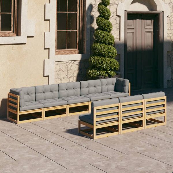 vidaXL Garden Lounge Set Natural Wood Solid Pine Wood, Polyester Large