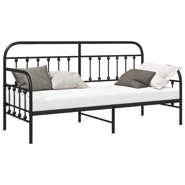 vidaXL Daybed Frame with Headboard Black 31.5" x 78.7" Steel