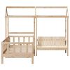 vidaXL Day Bed And Bench Set Natural Solid pine wood Twin