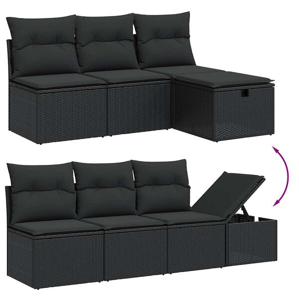 vidaXL Garden Sofa Set Black