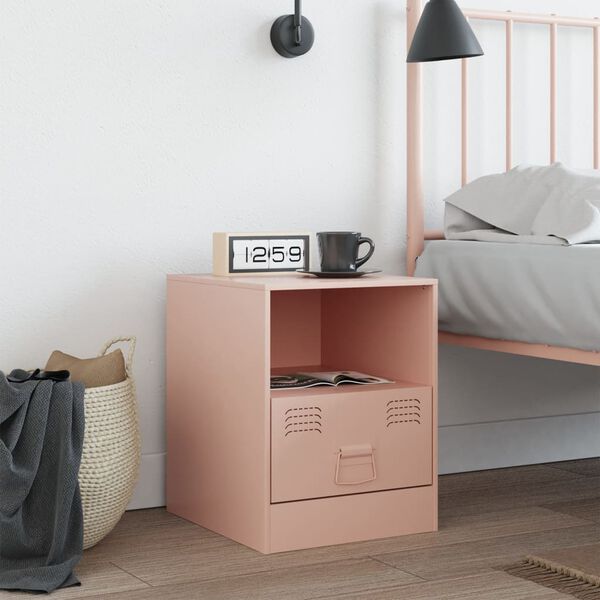 vidaXL Bedside Cabinet Pink Cold-rolled steel Small Bedside Cabinet