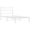 vidaXL Bed Frame White Powder-Coated Steel 39.4 x 74.8 in Modern