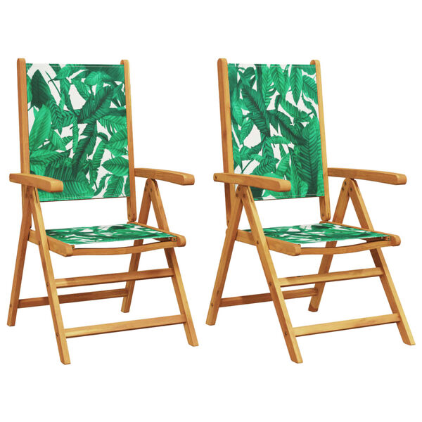 vidaXL Garden Chair Set of 2 Green Solid acacia wood, 100% polyester