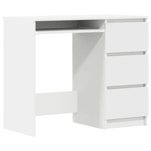 vidaXL Desk White Engineered wood Compact White Desk Rectangular