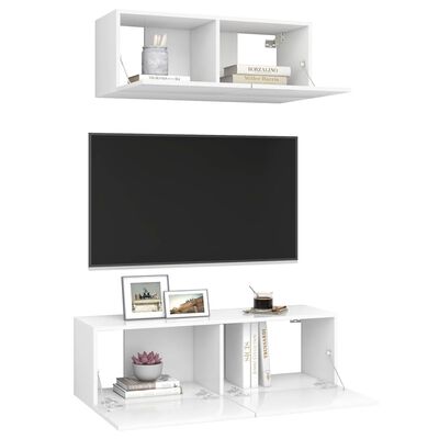 vidaXL 2 Piece TV Stand Set White Engineered Wood