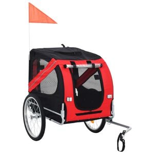 vidaXL Pet Bike Trailer Red and Black Oxford fabric and steel Medium