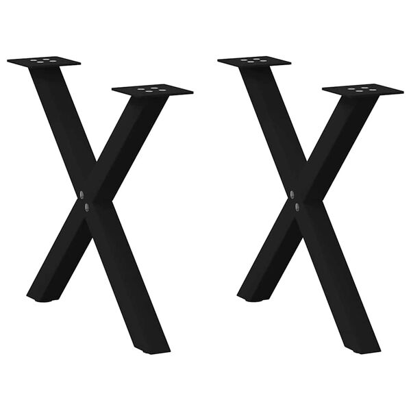 vidaXL Coffee Table Leg Set of 2 Black Powder-coated steel Medium