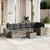 vidaXL Garden Sofa Set Grey Poly Rattan, Tempered Glass, Powder-Coated Steel
