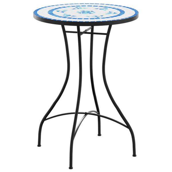 vidaXL Mosaic Bistro Table Blue and White Ceramic, Powder-coated iron